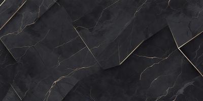 The primary subject of the image is a close-up of a black marble countertop. The setting is a kitchen, with the countertop being the main focus of the scene. The visual style is a photo, capturing the intricate details of the marble surface. The colors and mood of the image are predominantly dark, with the black marble providing a striking contrast against the black background.