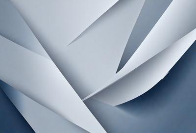 The primary subject of the image is a white paper with a pattern of folded edges. The paper appears to be a piece of art or a decorative item. The setting is a room with a blue background, which adds a contrasting color to the scene. The visual style of the image is a combination of digital art and illustration, as it showcases the intricate folded edges of the paper. The colors and mood of the image are predominantly white and blue, creating a calm and serene atmosphere.