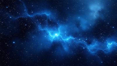 The primary subject of the image is a blue and white nebula, which is a cloud of gas and dust in space. The setting is a dark, starry sky, with the nebula being the main focus of the image. The visual style is a combination of a photo and digital art, creating a unique and captivating representation of the celestial object. The colors and mood of the image are predominantly blue and white, with a sense of wonder and awe, as the viewer is drawn into the