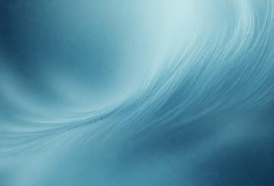 The primary subject of the image is a blue, swirling, and curling pattern. The setting is a blue sky, and the visual style appears to be a digital art or illustration. The dominant colors are blue and white, creating a calm and serene atmosphere.