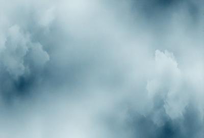 The primary subject of the image is a cloudy sky. The setting is a vast, open space with no visible landmarks or objects. The visual style is a natural, outdoor scene. The colors and mood are predominantly blue and gray, creating a calm and serene atmosphere.