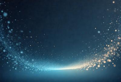 The primary subject of the image is a blue background with a starry pattern. The setting is a dark, starry sky, and the visual style is a digital art or illustration. The colors and mood are predominantly blue and serene, creating a sense of calmness and tranquility.