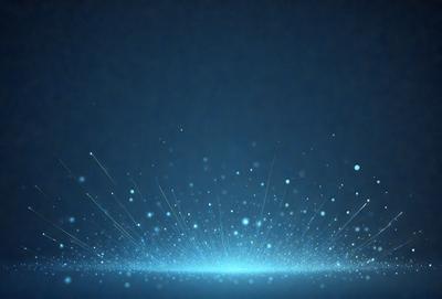 The primary subject of the image is a blue background with a white light effect. The setting is a dark blue sky, and the visual style is a digital art or illustration. The colors and mood of the image are predominantly dark and moody, with the white light effect adding a touch of brightness.