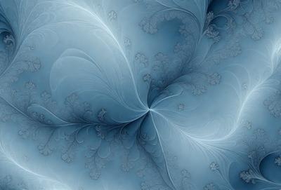 The primary subject of the image is a blue and white swirl pattern, which appears to be a digital art or illustration. The setting is a blue background, and the visual style suggests that it is a digital artwork or a pattern. The colors and mood of the image are predominantly blue and white, creating a sense of calmness and elegance.