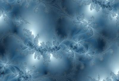 The primary subject of the image is a blue and white swirling pattern, which appears to be a digital art or illustration. The setting is a blue background, and the visual style is a combination of digital art and illustration. The dominant colors are blue and white, creating a calm and serene atmosphere.