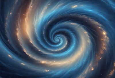 The primary subject of the image is a spiral pattern, which is the main object, scene, or focus of the image. The spiral pattern is set against a blue background, giving it a vibrant and lively appearance. The visual style of the image is a combination of photo and digital art, creating a unique and eye-catching design. The dominant colors in the image are blue and white, which contribute to the spiral pattern's overall atmosphere and mood.
