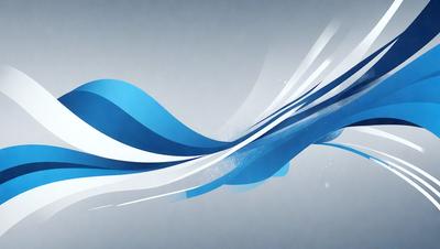 The primary subject of the image is a blue and white wave, which is the main focus of the scene. The wave is depicted in a digital art style, giving it a modern and visually appealing appearance. The setting is a gray background, which provides a clean and minimalist look to the image. The colors and mood of the image are predominantly blue and white, creating a sense of calmness and tranquility.