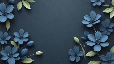 The primary subject of the image is a blue flower, which is the main focus of the scene. The setting is a blue background, which creates a contrasting and visually appealing environment. The visual style of the image is a combination of photo and digital art, as it appears to be a photograph with a digital artistic touch. The dominant colors in the image are blue and white, giving it a calm and serene atmosphere.