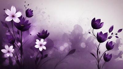 The primary subject of the image is a purple flower, which is the main focus of the scene. The setting is a purple background, which adds to the overall mood of the image. The visual style is a combination of photo and digital art, creating a unique and artistic representation of the flower. The colors and mood of the image are predominantly purple, giving it a calm and serene atmosphere.