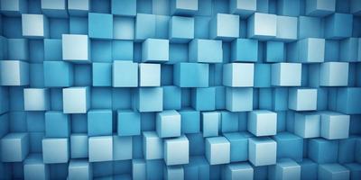 The primary subject of the image is a blue wall with a pattern of blue and white cubes. The setting is a room with a blue wall, and the visual style is a digital art or illustration. The dominant colors are blue and white, creating a calm and soothing atmosphere.