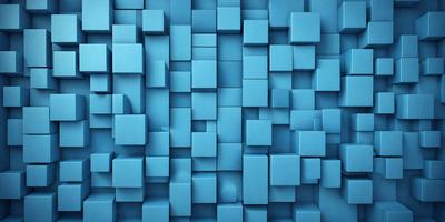 The primary subject of the image is a blue wall with a pattern of blue squares. The setting is a room with a blue wall, and the visual style is a digital art or illustration. The dominant colors are blue, and the overall atmosphere is calm and soothing.