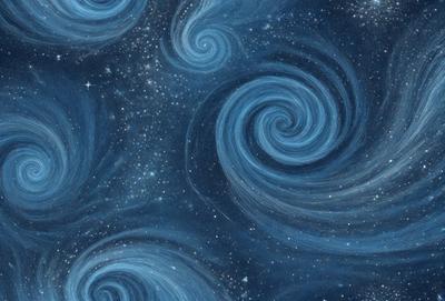 The primary subject of the image is a blue spiral pattern, which is the main object, scene, or focus of the image. The setting or background features a blue sky, and the visual style is a digital art or illustration. The dominant colors in the image are blue and white, creating a calm and serene atmosphere.