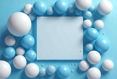 The primary subject of the image is a blue square, which is the main object, scene, or focus of the image. The setting/background features a blue surface, which adds to the overall atmosphere. The visual style of the image is digital art, as it is a digital illustration of a blue square surrounded by white and blue bubbles. The colors and mood of the image are predominantly blue, creating a calm and serene atmosphere.