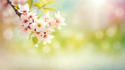 The primary subject of the image is a close-up of a flower, possibly a cherry blossom, with a yellow background. The setting appears to be a bright and sunny day, as the flower is in full bloom. The visual style of the image is a combination of a photo and a painting, creating a vibrant and lively atmosphere. The dominant colors in the image are yellow and white, with the flower being the main focus and the background providing a contrasting and complementary hue.