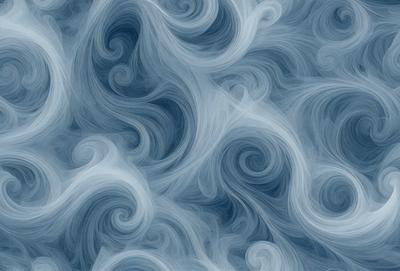 The primary subject of the image is a blue and white swirling pattern, which appears to be a digital art or illustration. The setting is a blue background, and the visual style is a combination of digital art and illustration. The dominant colors are blue and white, creating a calm and soothing atmosphere.