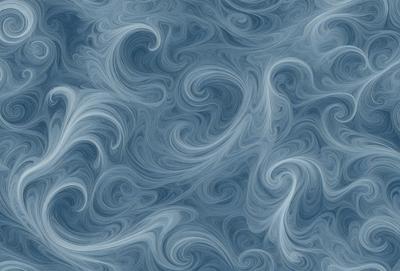 The primary subject of the image is a blue and white ocean wave. The setting is the ocean, with the wave being the main focus of the image. The visual style is a digital art or illustration, as the wave is depicted in a detailed and artistic manner. The dominant colors are blue and white, creating a serene and calming atmosphere.
