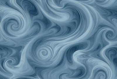 The primary subject of the image is a blue and white ocean wave. The setting is the ocean, with the wave being the main focus of the image. The visual style is a digital art or illustration, as the wave is depicted in a detailed and artistic manner. The dominant colors are blue and white, creating a serene and calming atmosphere.