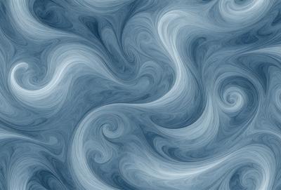 The primary subject of the image is a blue and white swirling pattern, which appears to be a digital art or illustration. The setting is a blue background, and the visual style is a combination of digital art and illustration. The dominant colors are blue and white, creating a calm and soothing atmosphere.