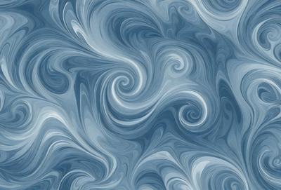 The primary subject of the image is a blue and white swirling pattern, which appears to be a digital art or illustration. The setting is a blue background, and the visual style is a combination of digital art and illustration. The dominant colors are blue and white, creating a calm and soothing atmosphere.