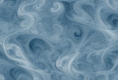 The primary subject of the image is a blue and white swirling pattern, which appears to be a digital art or illustration. The setting is a blue background, and the visual style is a combination of digital art and illustration. The dominant colors are blue and white, creating a calm and soothing atmosphere.