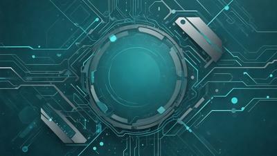 The primary subject of the image is a blue circle with a silver border. The setting is a futuristic, technological environment, likely a computer or electronic device. The visual style is a combination of digital art and illustration, creating a unique and intricate design. The colors and mood are predominantly blue and silver, giving the image a sleek and modern appearance.