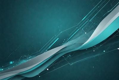 The primary subject of the image is a futuristic, digital art design featuring a blue background with a wave-like pattern. The visual style is a combination of digital art and illustration, creating a unique and captivating scene. The colors and mood of the image are predominantly blue, giving it a calm and serene atmosphere.