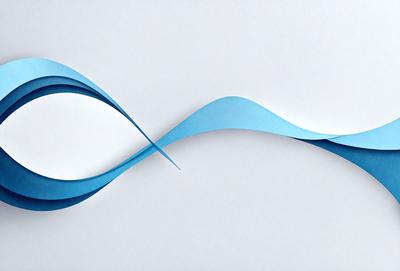 The primary subject of the image is a blue spiral, which is a creative and artistic representation of a circle. The spiral is made of blue paper, and it is placed on a white background. The visual style of the image is a combination of digital art and illustration, as it appears to be a digital creation. The colors and mood of the image are predominantly blue, which gives it a calm and serene atmosphere.