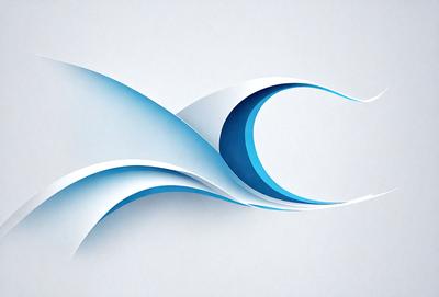 The primary subject of the image is a wave, which is the main object, scene, or focus of the image. The wave is depicted in a digital art style, with a blue and white color scheme. The setting or background of the image is a white surface, which provides a clean and minimalist backdrop for the wave.