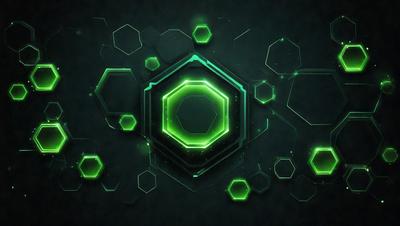 The primary subject of the image is a green and white geometric pattern. The setting is a dark background, which contrasts with the bright colors of the pattern. The visual style appears to be a combination of digital art and illustration, creating a unique and eye-catching design. The dominant colors are green and white, giving the pattern a fresh and modern appearance.