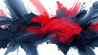The primary subject of the image is a painting or drawing of a red and blue color palette. The setting is a white background, which provides a clean and uncluttered appearance. The visual style is a combination of digital art and illustration, as the colors and patterns are vibrant and well-defined. The dominant colors are red and blue, creating a bold and striking appearance. The overall atmosphere of the image is energetic and lively, with the colors and patterns evoking a sense of movement and dynamism.