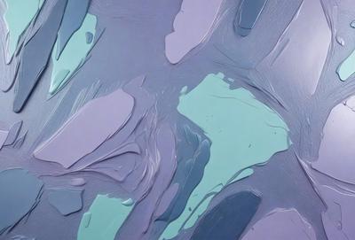The primary subject of the image is a blue and purple painting with a swirling pattern. The setting is a canvas, and the visual style is a painting. The dominant colors are blue and purple, creating a calm and soothing atmosphere.