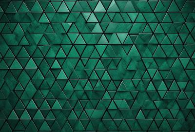 The primary subject of the image is a green and black patterned wall. The setting is a room with a green and black tiled wall, which creates a unique and visually striking atmosphere. The visual style of the image is a close-up of the tiled wall, showcasing the intricate pattern and design. The colors and mood of the image are predominantly green and black, giving it a modern and sophisticated appearance.