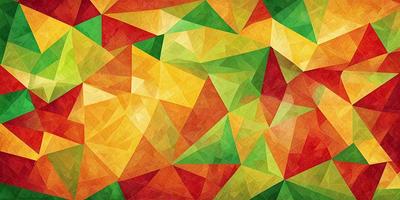 The primary subject of the image is a colorful, geometric pattern featuring a mix of yellow, green, and red colors. The setting is a close-up of the pattern, showcasing its intricate details. The visual style is a combination of digital art and illustration, creating a vibrant and lively atmosphere. The dominant colors are yellow, green, and red, which contribute to the overall mood of the image.
