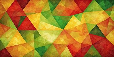 The primary subject of the image is a colorful, geometric pattern featuring a mix of yellow, green, and red colors. The setting is a wall, and the visual style appears to be a combination of digital art and illustration. The dominant colors and overall atmosphere of the image are vibrant, lively, and energetic.