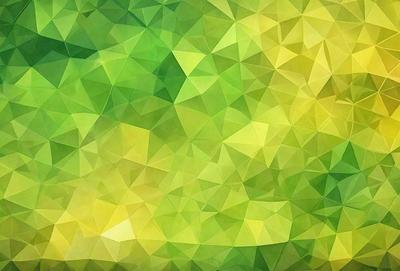 The primary subject of the image is a close-up of a green and yellow geometric pattern. The setting is a green and yellow background, which creates a vibrant and lively atmosphere. The visual style is a combination of digital art and illustration, with the geometric pattern being the main focus of the image. The colors and mood of the image are bright, cheerful, and energetic.