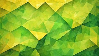 The primary subject of the image is a green and yellow geometric pattern. The setting is a green background, and the visual style is a digital art or illustration. The dominant colors are green and yellow, creating a lively and vibrant atmosphere.