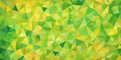 The primary subject of the image is a green and yellow geometric pattern. The setting is a colorful, abstract background that complements the pattern. The visual style is a combination of digital art and illustration, creating a vibrant and lively atmosphere. The dominant colors are green and yellow, which are prevalent throughout the entire image.