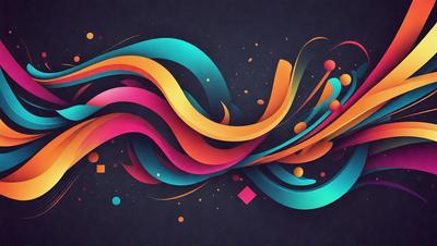 The primary subject of the image is a colorful, abstract design featuring a mix of blue, orange, and yellow colors. The setting is a dark background, which contrasts with the vibrant colors of the design. The visual style is a combination of digital art and illustration, creating a unique and eye-catching pattern. The overall atmosphere is energetic and lively, thanks to the bold and bright colors used in the design.