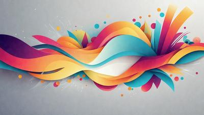 The primary subject of the image is a colorful, abstract artwork featuring a mix of yellow, blue, and orange colors. The setting is a white background, which provides a clean and minimalist appearance. The visual style is a combination of digital art and illustration, creating a vibrant and dynamic piece of art. The dominant colors and overall atmosphere of the image are energetic, lively, and full of color, making it an eye-catching and engaging piece of art.