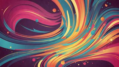 The primary subject of the image is a colorful, swirling pattern that resembles a kaleidoscope. The setting is a dark background, which contrasts with the vibrant colors of the pattern. The visual style is a combination of digital art and illustration, creating a dynamic and eye-catching design. The dominant colors are a mix of blue, yellow, and orange, giving the pattern a lively and energetic atmosphere.