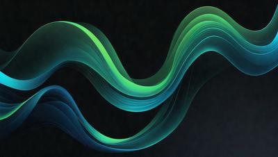 The primary subject of the image is a blue and green wave, which appears to be a digital art or illustration. The wave is depicted as a long, curved line with a blue and green color scheme. The setting is a dark background, which contrasts with the vibrant colors of the wave. The visual style of the image suggests a modern and artistic approach to the subject matter. The overall atmosphere of the image is dynamic and energetic, with the wave's movement and the contrasting colors creating a sense of