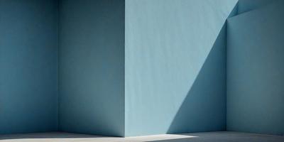 The primary subject of the image is a large blue wall. The setting is a room with a blue wall, and the visual style is a photo. The dominant colors are blue and white, creating a calm and serene atmosphere.