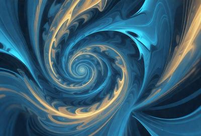 The primary subject of the image is a spiral pattern, which is the main object, scene, or focus of the image. The spiral pattern is set against a blue background, creating a visually striking contrast. The spiral pattern is depicted in a digital art style, giving it a modern and dynamic appearance. The overall atmosphere of the image is vibrant and captivating, with the blue color and spiral pattern evoking a sense of movement and energy.