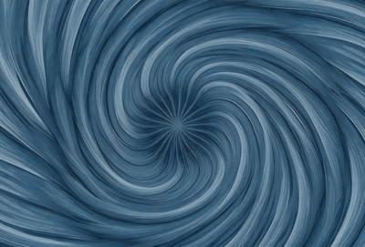 The primary subject of the image is a blue spiral pattern, which appears to be a part of a larger blue circle. The setting is a blue background, and the visual style is a combination of a photo and digital art. The dominant colors are blue and white, creating a calm and serene atmosphere.