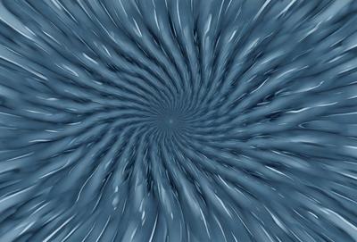 The primary subject of the image is a large, swirling, and colorful pattern. The setting is a blue background, which adds to the overall visual style. The pattern appears to be a digital art or illustration, creating a vibrant and dynamic atmosphere. The colors and mood of the image are predominantly blue, with some white and gray elements, giving it a calming and serene feel.