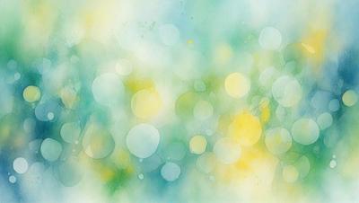The primary subject of the image is a blue and yellow background with a pattern of circles. The setting is a painting or drawing, and the visual style is artistic. The dominant colors are blue and yellow, creating a lively and vibrant atmosphere.