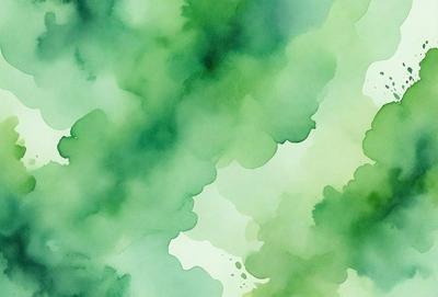 The primary subject of the image is a green and white painting of a leafy plant. The setting is a watercolor painting, which gives it a unique and artistic visual style. The colors and mood of the painting are predominantly green and white, creating a serene and natural atmosphere.