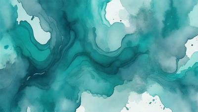 The primary subject of the image is a painting of a blue and white waterfall. The setting is a watercolor painting, which gives it a unique and artistic visual style. The dominant colors in the painting are blue and white, creating a serene and calming atmosphere.