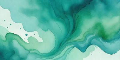 The primary subject of the image is a painting of a blue and green ocean. The setting is a water surface, and the visual style is a painting. The dominant colors are blue and green, creating a serene and calming atmosphere.