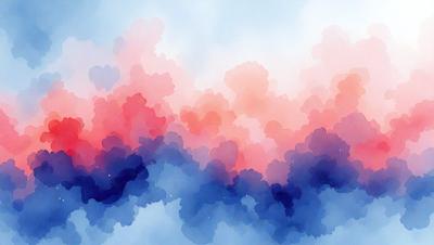 The primary subject of the image is a colorful, abstract design featuring a mix of red, blue, and pink hues. The setting is a cloudy sky, which serves as the backdrop for the artistic piece. The visual style is a combination of digital art and illustration, creating a unique and vibrant atmosphere. The colors and mood of the image are lively and energetic, with the red, blue, and pink tones evoking a sense of warmth and dynamism.